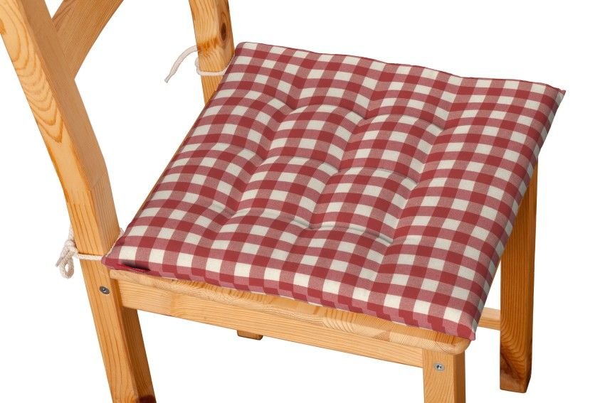 Dekoria Siedzisko Karol na krzesło czerwono biała kratka 1,5x1,5cm) 40 × 40 × 3,5 cm Quadro 200-136-16