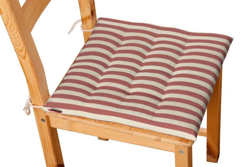 Dekoria Siedzisko Karol na krzesło czerwono białe pasy 1,5cm) 40 × 40 × 3,5 cm Quadro 200-136-17