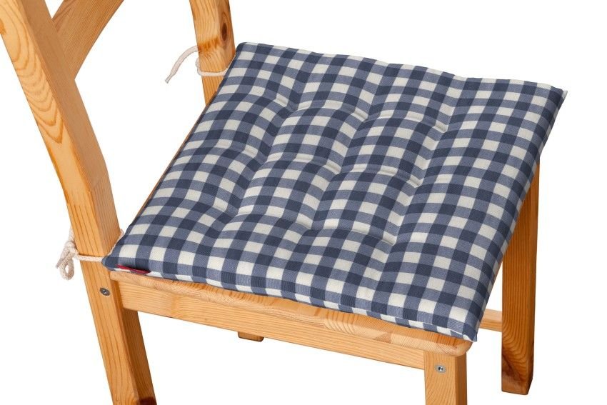Dekoria Siedzisko Karol na krzesło granatowo biała kratka 1,5x1,5cm) 40 × 40 × 3,5 cm Quadro 200-136-01