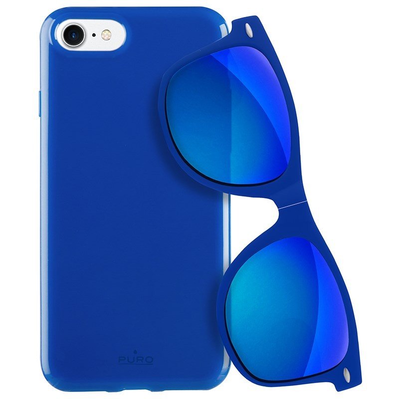 PURO Sunny Kit - Zestaw etui iPhone 7 + składane okulary przeciwsłoneczne (niebieski) 10_9691