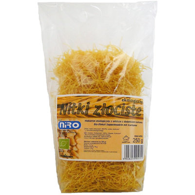 Niro (makarony orkiszowe) MAKARON ORKISZOWY NITKI ZŁOCISTE Z KURKUMĄ BIO 250 g
