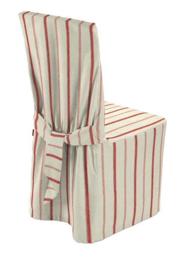 Dekoria Sukienka na krzesło ecru tło czerwone paski 45 × 94 cm Avinon 580-129-15