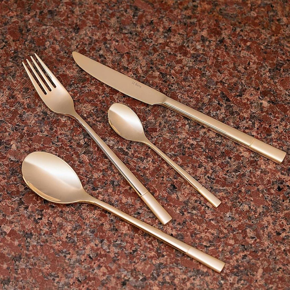 Dekoria Sztućce Luxus Gold komplet dla 6 osób 24 części 43,5x32,5x6cm 809-831