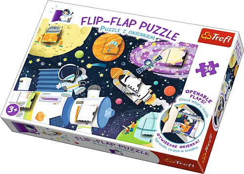 Trefl Flip-Flap Puzzle z okienkiem 36 Kosmos