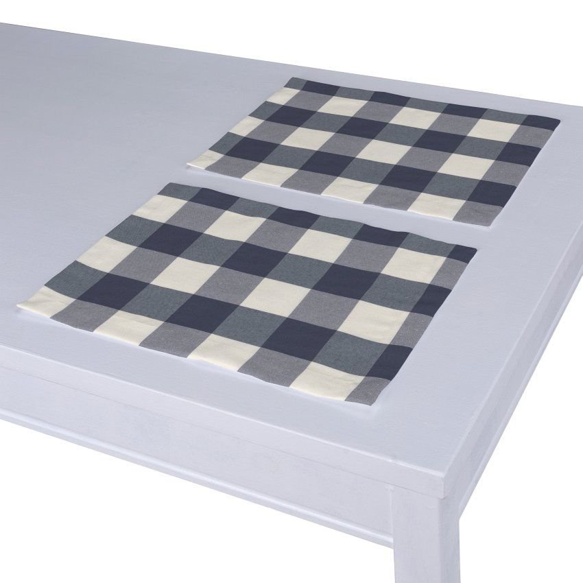 Dekoria pl pl Podkładka 2 sztuki granatowo biała krata 5,5x5,5cm) 40 x 30 cm Quadro 403-136-03