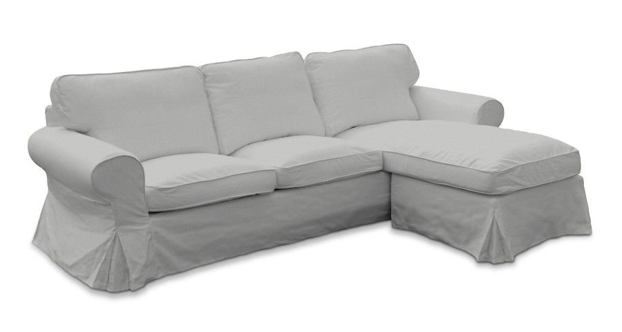 Dekoria Pokrowiec na sofę Ektorp 2-osobową i leżankę szary szenil 252 x 163 x 88 cm Chenille 1014-702-23