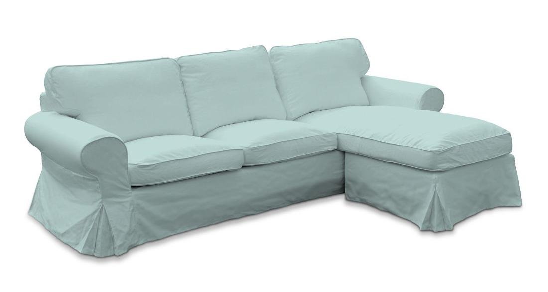 Dekoria Pokrowiec na sofę Ektorp 2-osobową i leżankę pastelowy błękit 252 x 163 x 88 cm Cotton Panama 1014-702-10