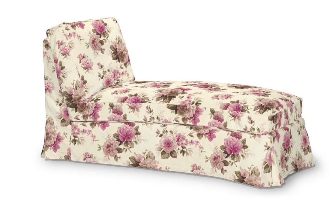 Dekoria Pokrowiec na szezlong leżankę Ektorp wolnostojący prosty tył różowo-beżowe róże na kremowym tle 63 x 166 x 73 cm Mirella 1004-141-07