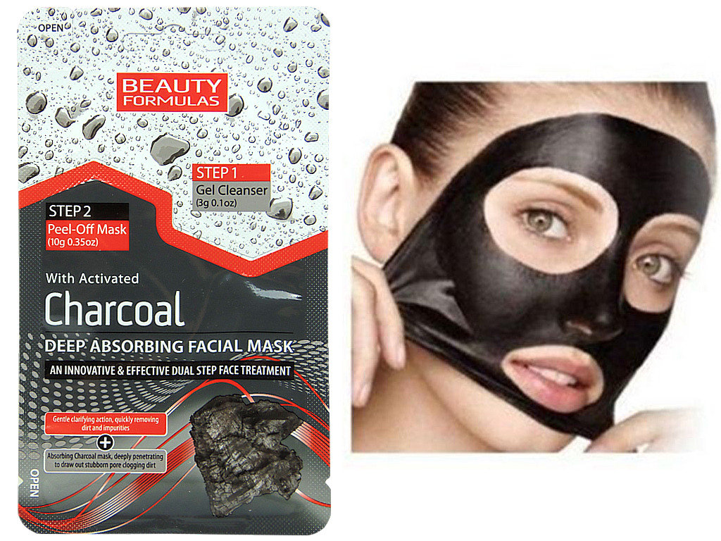 Beauty Formulas Charcoal Głęboko oczyszczająca 2-fazowa maseczka do twarzy z aktywnym węglem 1 szt.