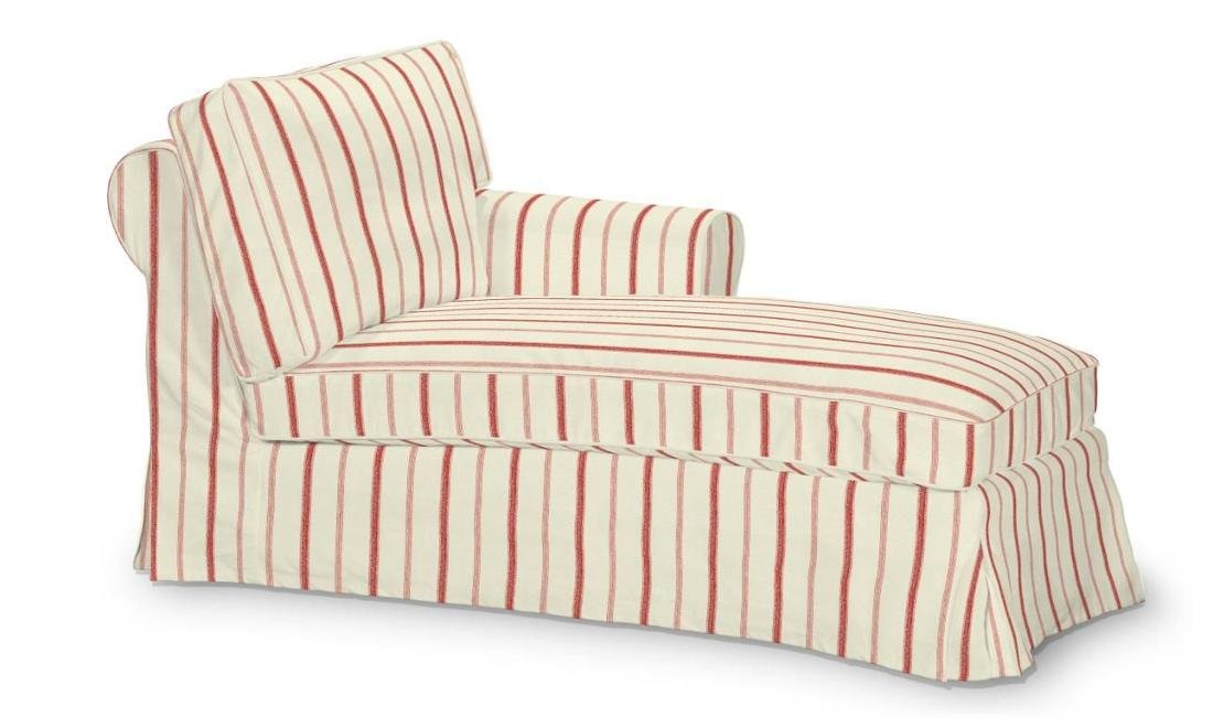 Dekoria Pokrowiec na szezlong Ektorp prawy ecru tło czerwone paski 84 x 166 x 73 cm Avinon 641-129-15