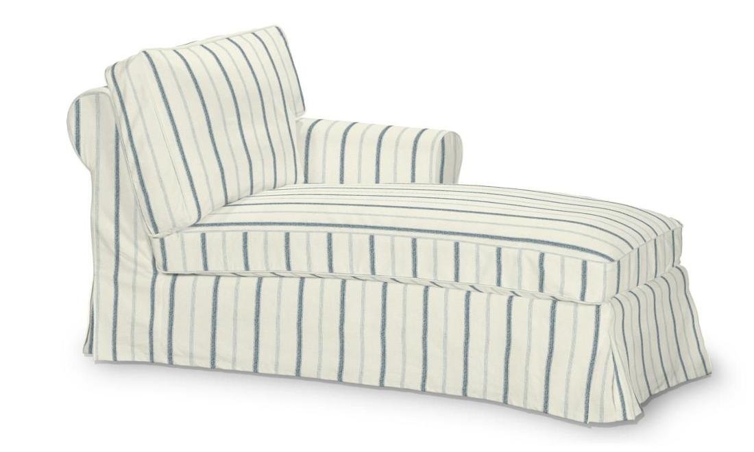Dekoria Pokrowiec na szezlong Ektorp prawy ecru tło niebieskie paski 84 x 166 x 73 cm Avinon 641-129-66