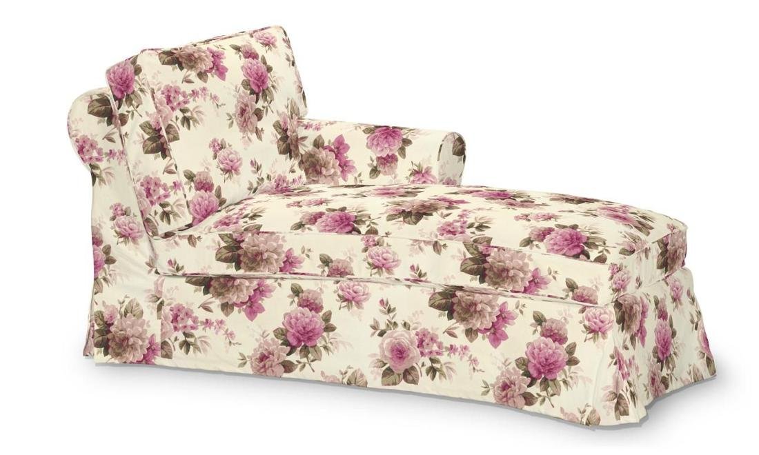 Dekoria Pokrowiec na szezlong Ektorp prawy różowo-beżowe róże na kremowym tle 84 x 166 x 73 cm Londres 641-141-07