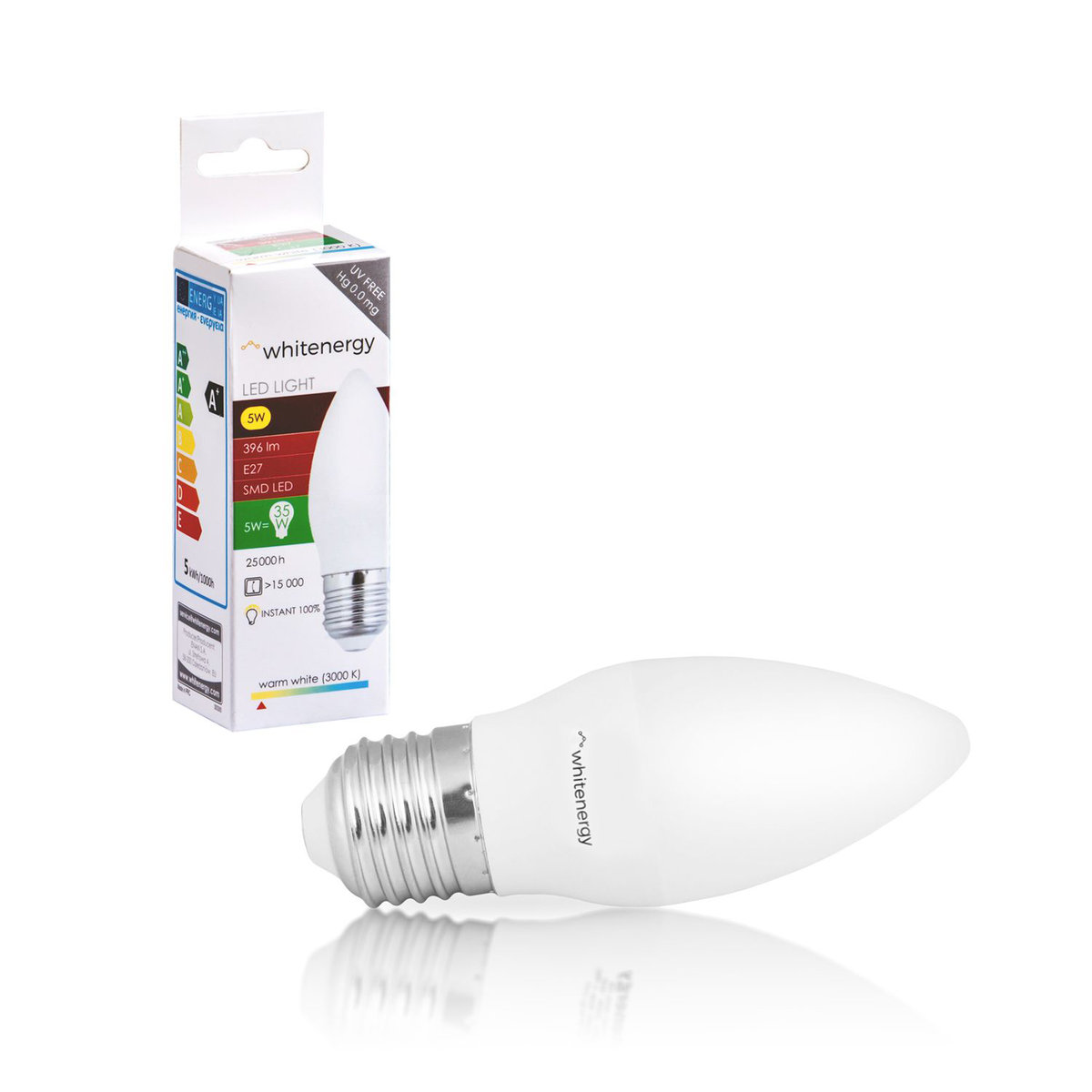 Whitenergy Żarówka LED 10 x SMD 2835 C37 E27 5W ciepła biała mleczna 10393