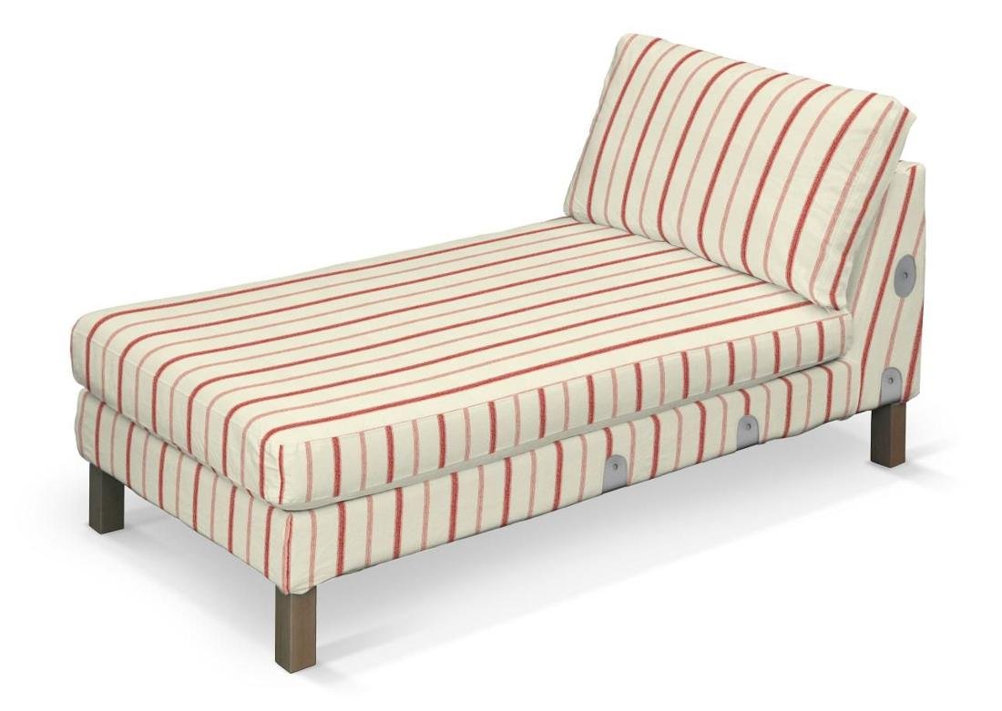 Dekoria pl pl Pokrowiec na szezlong Karlstad dostawka krótki ecru tło czerwone paski 80 x 160 x 80 cm Avinon 733-129-15
