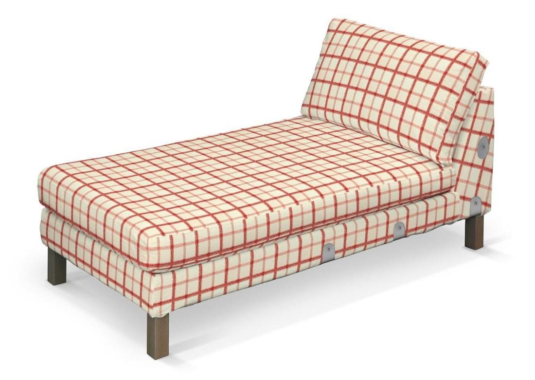 Dekoria pl pl Pokrowiec na szezlong Karlstad dostawka krótki ecru tło czerwona kratka 80 x 160 x 80 cm Avinon 733-131-15