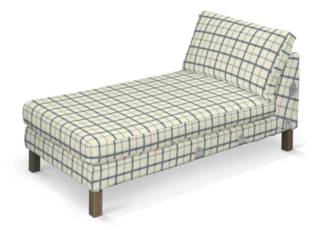 Dekoria pl pl Pokrowiec na szezlong Karlstad dostawka krótki ecru tło niebieska kratka 80 x 160 x 80 cm Avinon 733-131-66