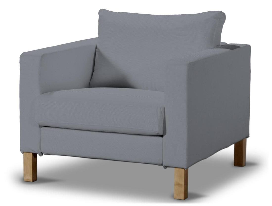 Dekoria pl pl Pokrowiec na fotel Karlstad krótki Slade Grey szary) 89 x 89 x 64 cm Cotton Panama 619-702-07