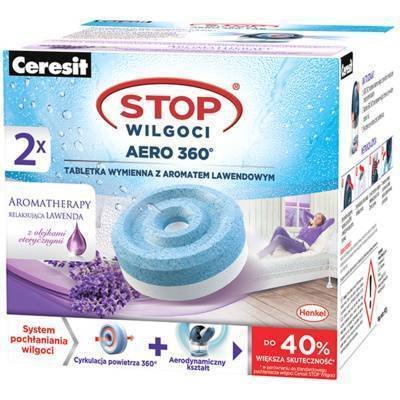 Henkel Tabletki wymienne z aromatem lawendowym do pochłaniaczy wilgoci CERESIT Stop wilgoci Aero 360°, 2 szt.