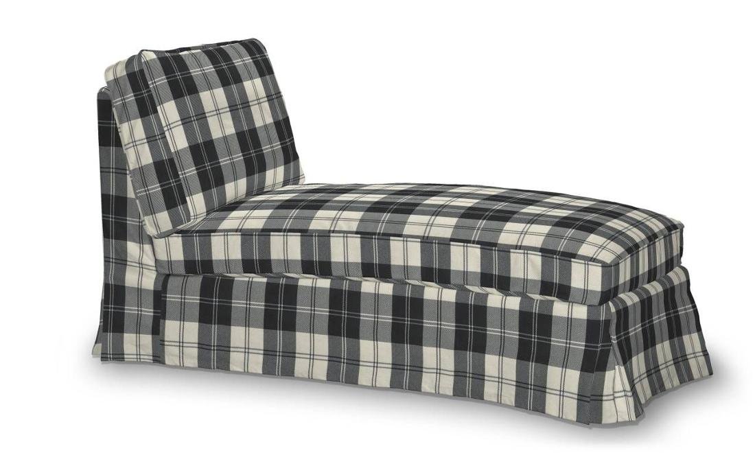 Dekoria Pokrowiec na szezlong leżankę Ektorp wolnostojący prosty tył krata czarno-biała 63 x 166 x 73 cm Edinburgh 1004-115-74