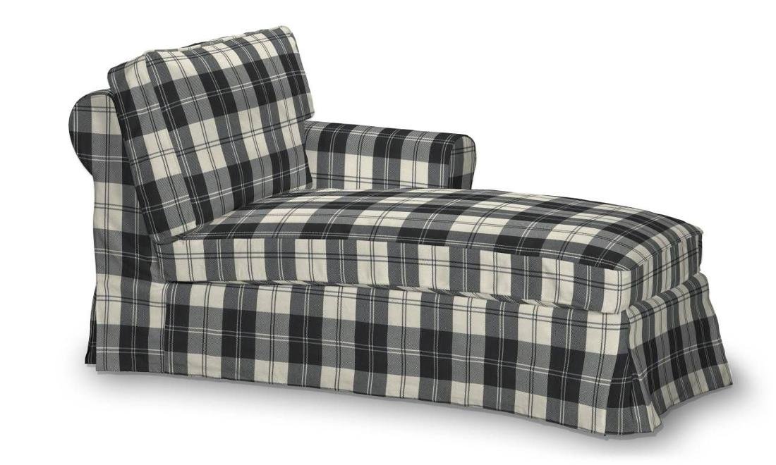Dekoria Pokrowiec na szezlong Ektorp prawy krata czarno-biała 84 x 166 x 73 cm Edinburgh 641-115-74