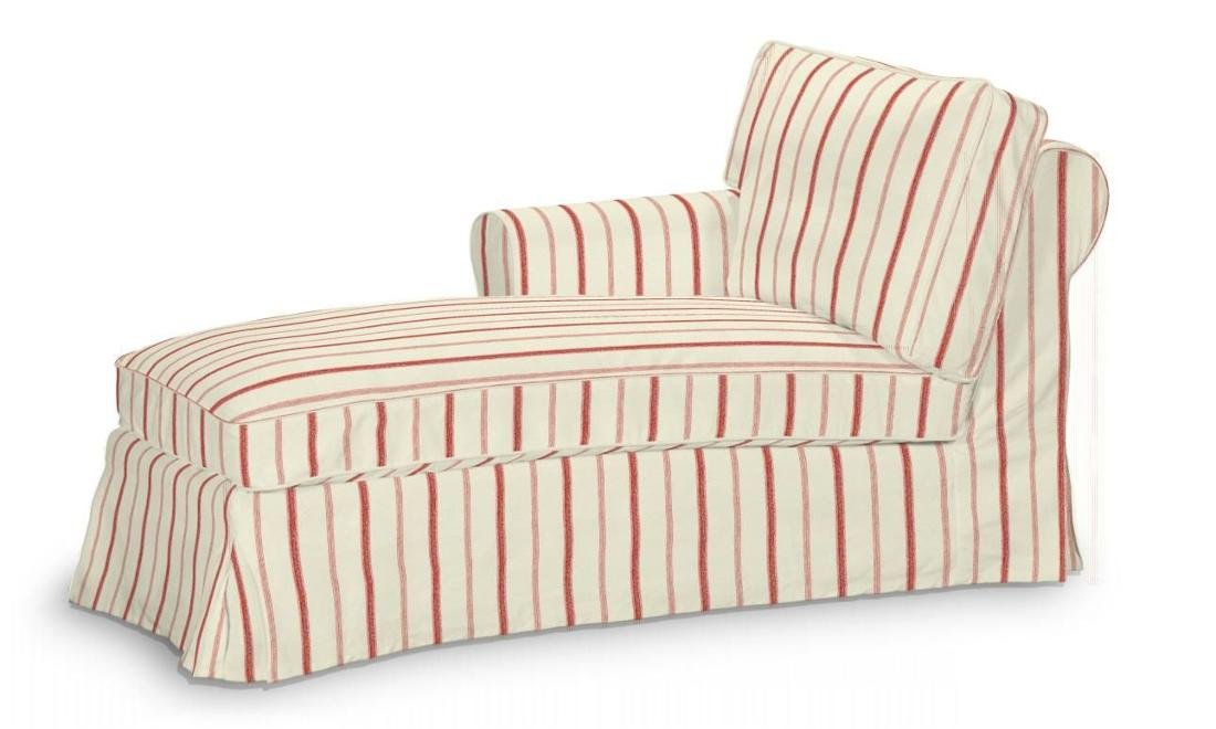 Dekoria Pokrowiec na szezlong Ektorp lewy ecru tło czerwone paski 84 x 166 x 73 cm Avinon 642-129-15