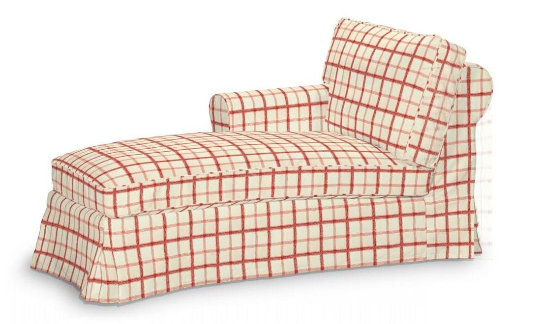 Dekoria Pokrowiec na szezlong Ektorp lewy ecru tło czerwona kratka 84 x 166 x 73 cm Avinon 642-131-15