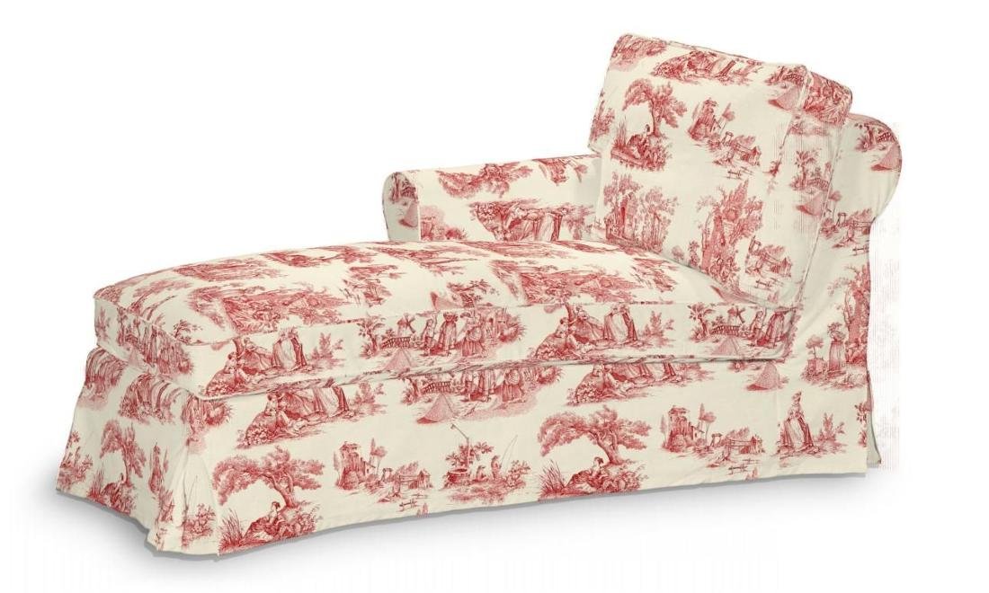 Dekoria Pokrowiec na szezlong Ektorp lewy tło ecru czerwone postacie Szezlong Ektorp lewy Avinon 642-132-15