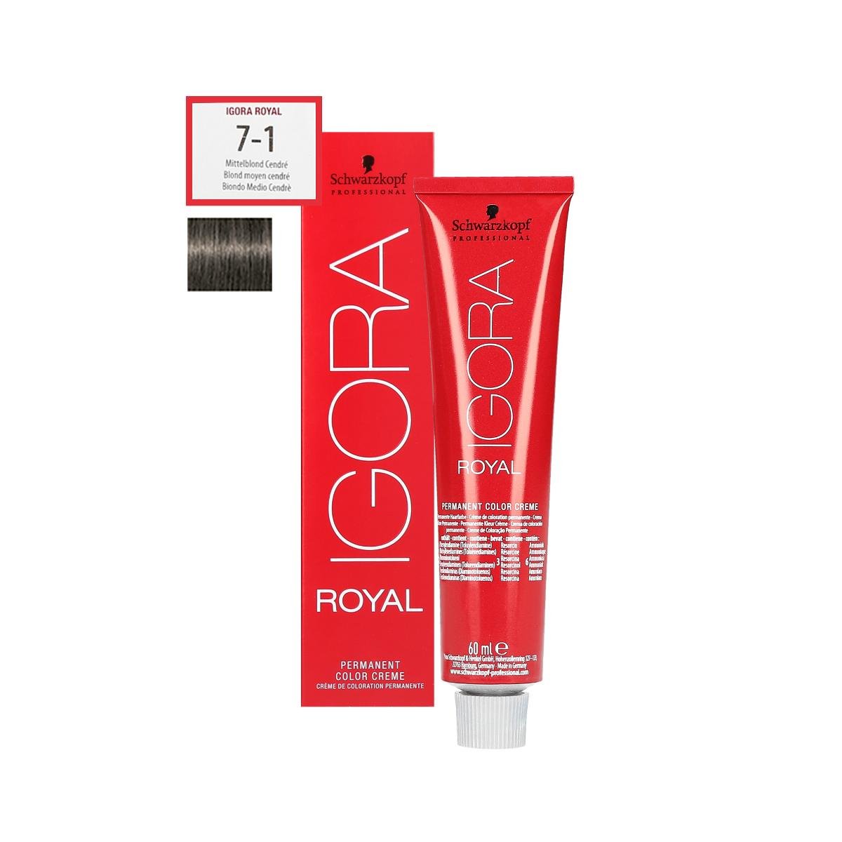 Schwarzkopf Professional, Igora Royal, farba do włosów 7-1, 60 ml