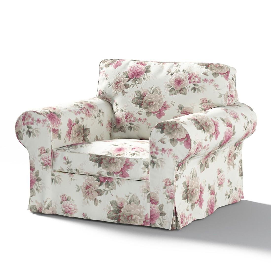 Dekoria Pokrowiec na fotel Ektorp różowo-beżowe róże na kremowym tle 103 x 82 x 73 cm Londres 612-141-07