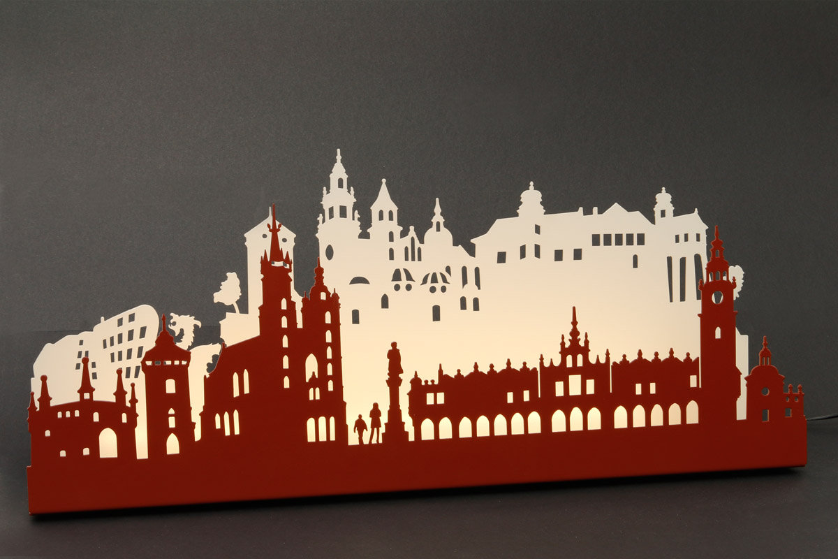 Tolonensis Creation Lampa stołowa Led Cracovia, czerwono-szara, 50 cm