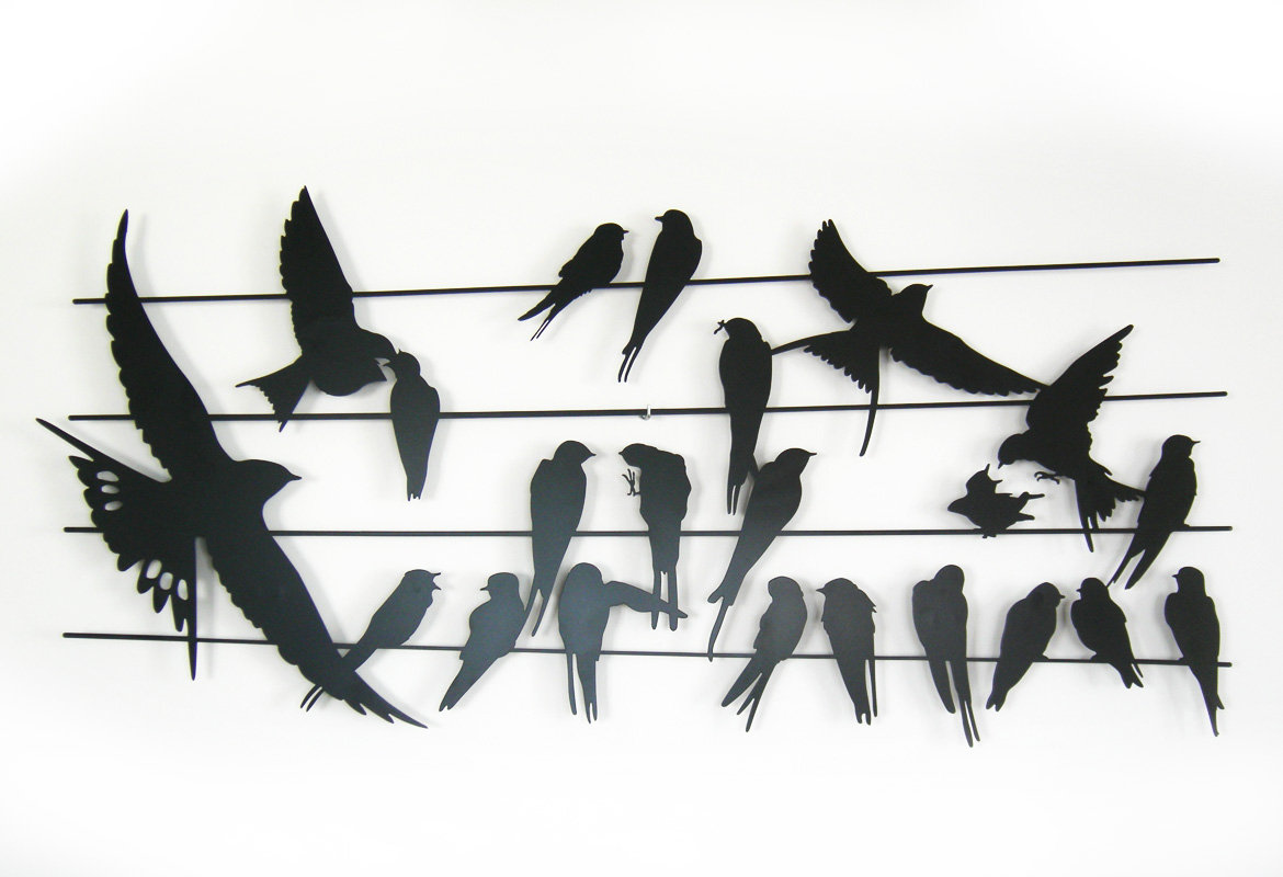 Tolonensis Creation Dekoracja ścienna ptaki Birdy, czarna, 40x90 cm