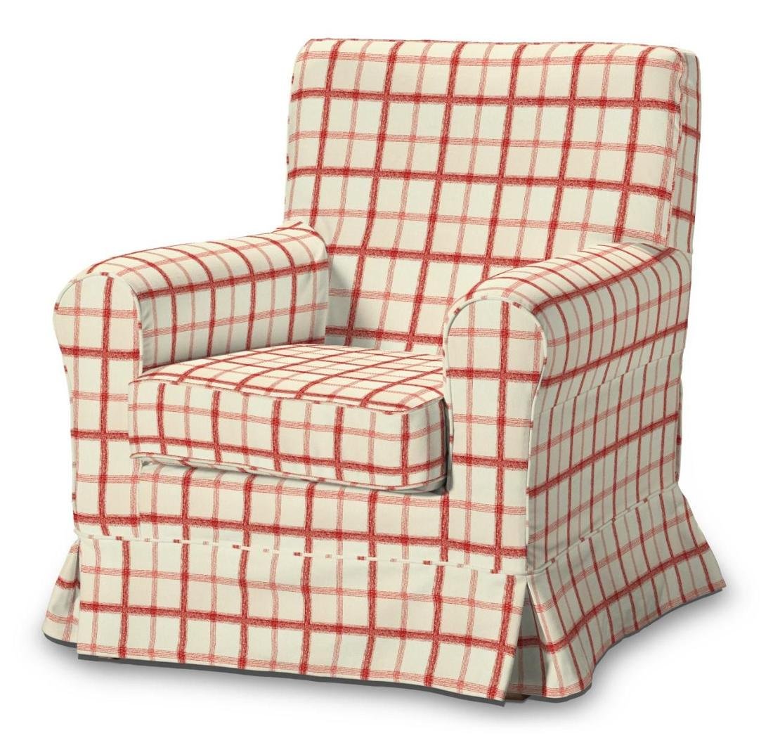 Dekoria Pokrowiec na fotel Ektorp Jennylund ecru tło czerwona kratka 78 x 85 x 84 cm Avinon 613-131-15