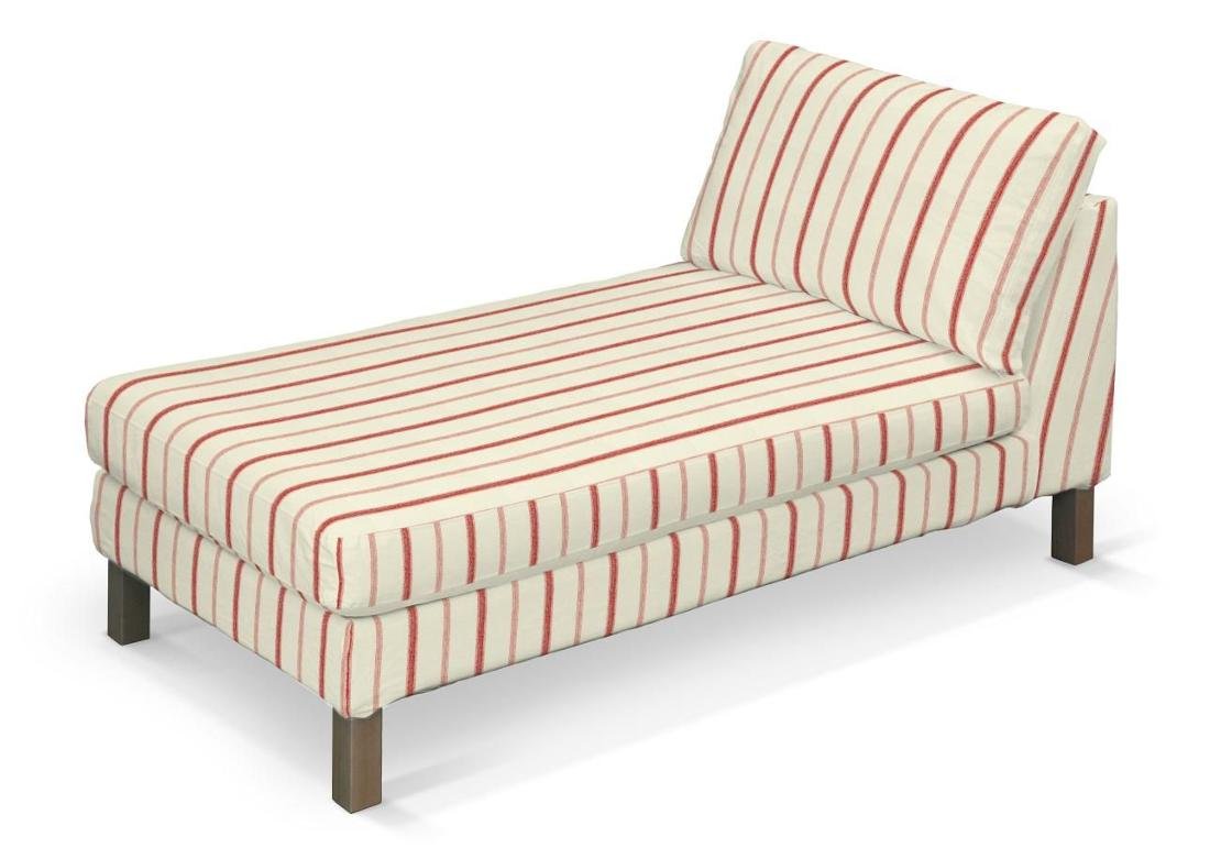 Dekoria pl pl Pokrowiec na szezlong Karlstad wolnostojący krótki ecru tło czerwone paski 80 x 160 x 80 cm Avinon 732-129-15