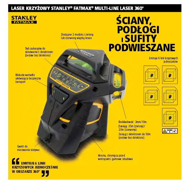 Stanley LASER LINIOWY 360x3 ZIELONY FMHT1-77356