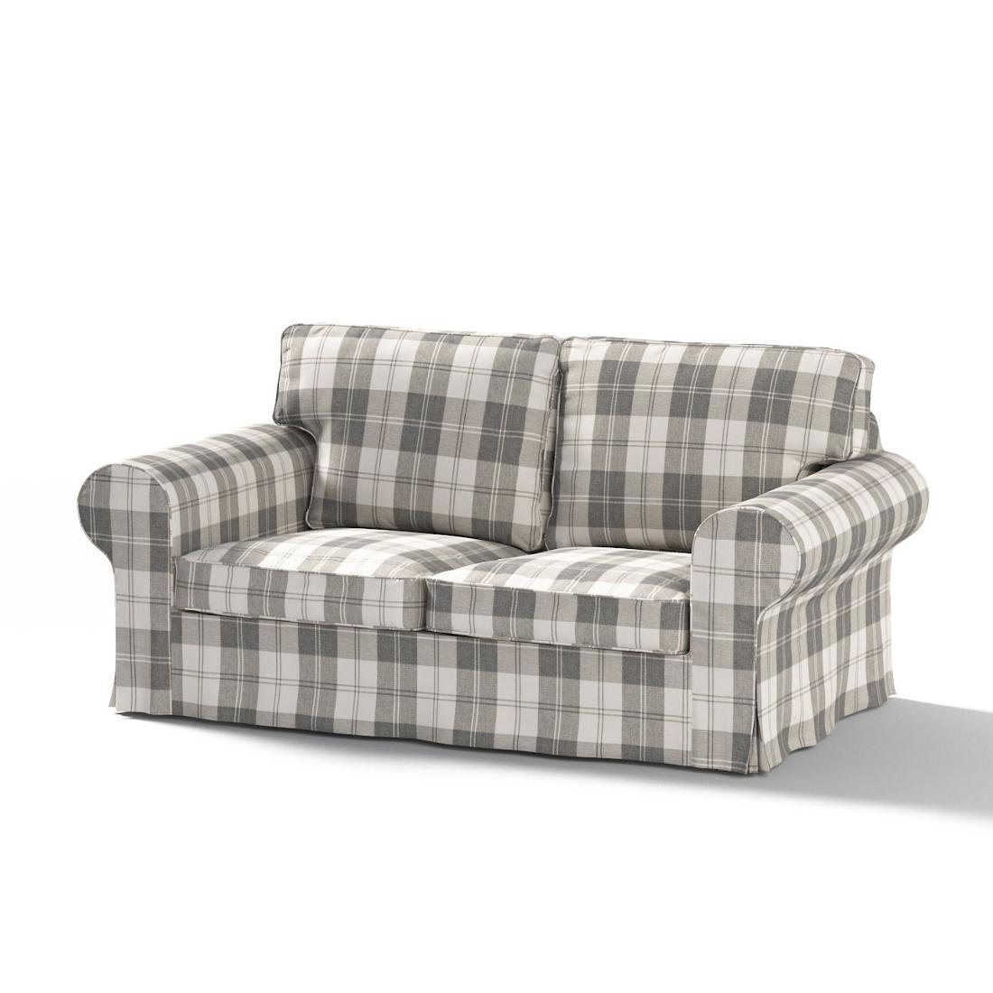 Dekoria Pokrowiec na sofę Ektorp 2-osobową rozkładaną model po 2012 krata szaro-biała 200 x 90 x 73 cm Edinburgh 1016-115-79