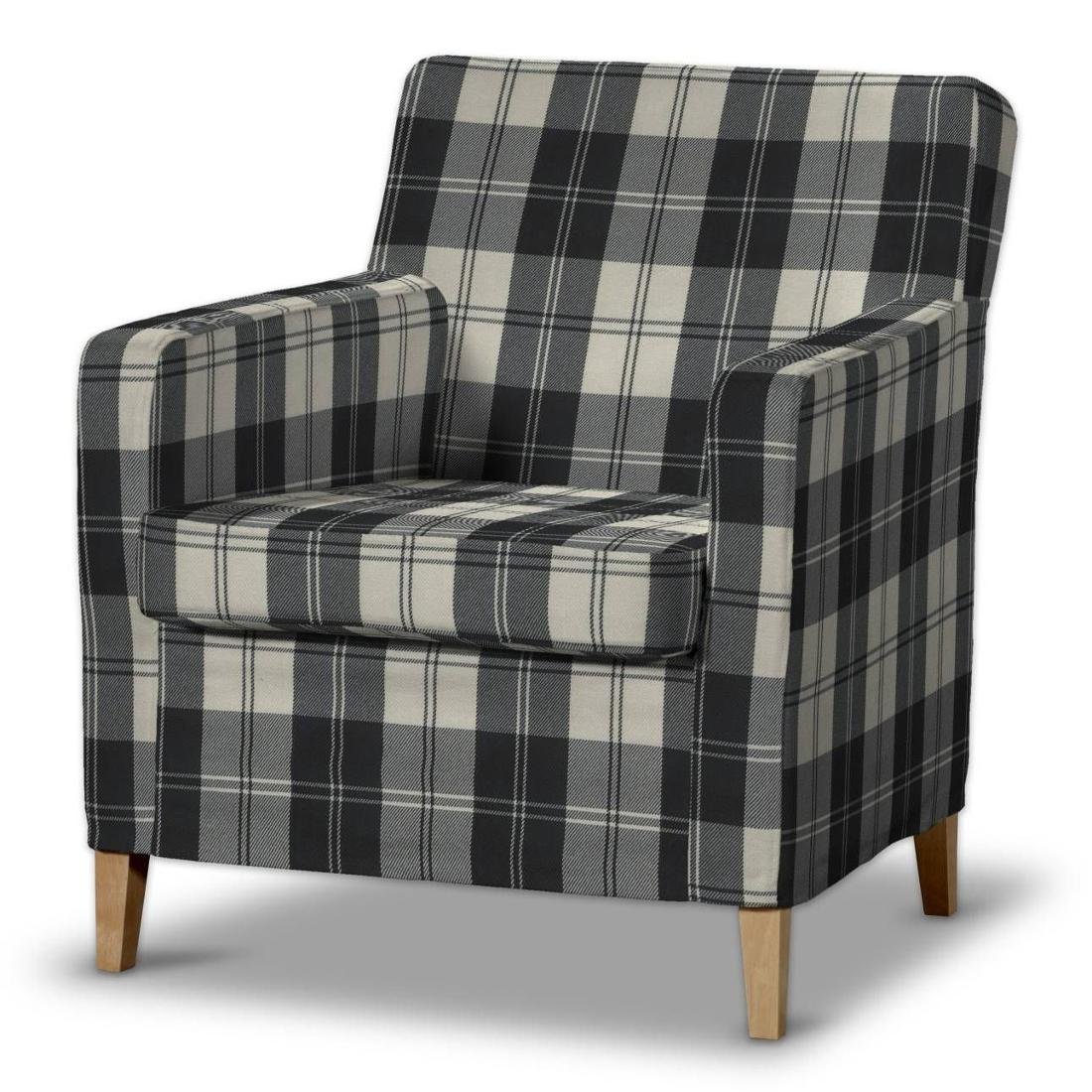 Dekoria Pokrowiec na fotel Karlstad krata czarno-biała Fotel Karlstad Edinburgh 621-115-74