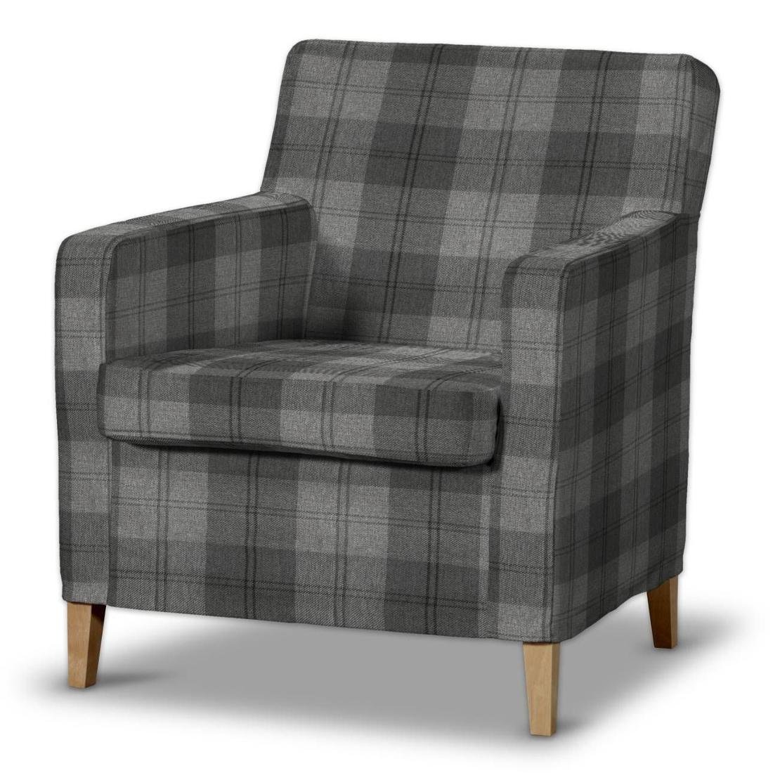 Dekoria pl pl Pokrowiec na fotel Karlstad krata szaro-grafitowa 61 x 56 x 80 cm Edinburgh 621-115-75
