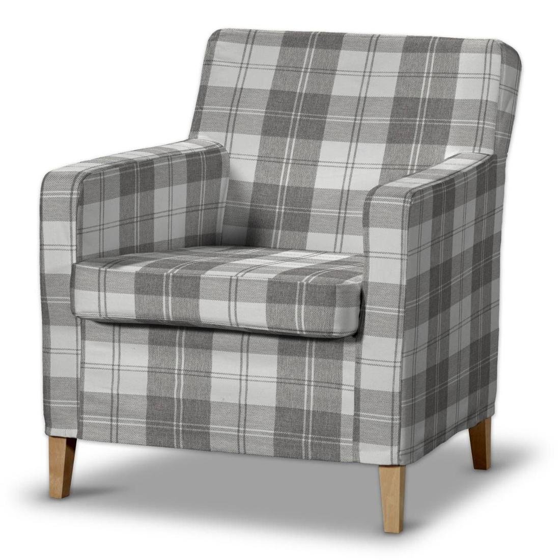 Dekoria pl pl Pokrowiec na fotel Karlstad krata szaro-biała 61 x 56 x 80 cm Edinburgh 621-115-79