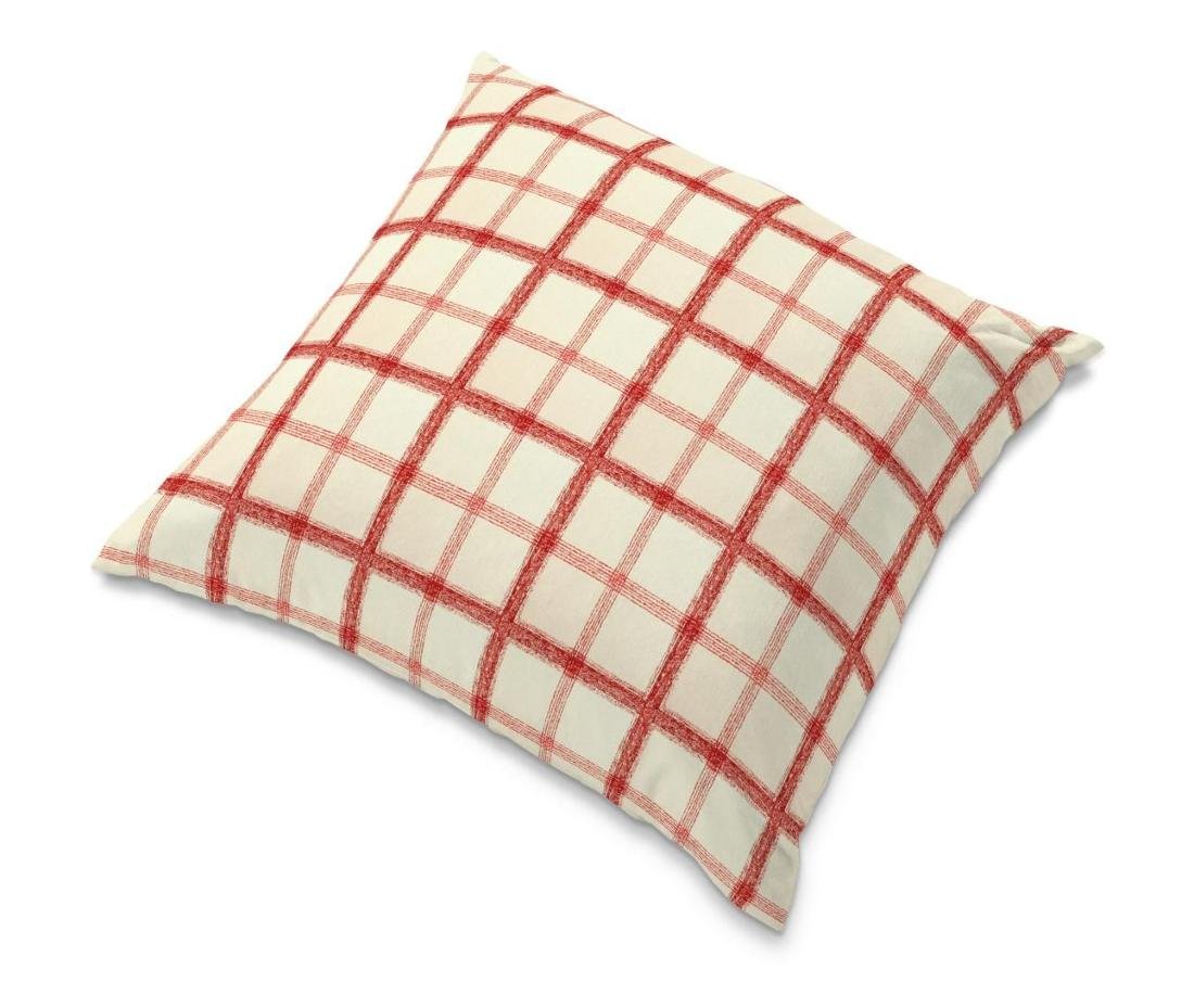 Dekoria Poszewka Tomelilla ecru tło czerwona kratka 55 x 55 cm Avinon 681-131-15