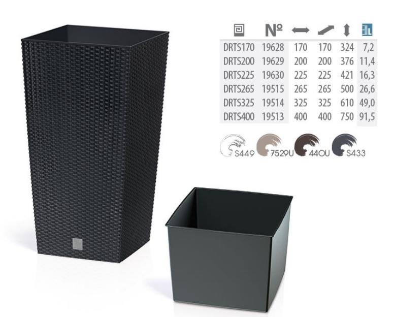 Prosperplast Doniczka z wkładem Rato Square DRTS225 umbra AP_219268