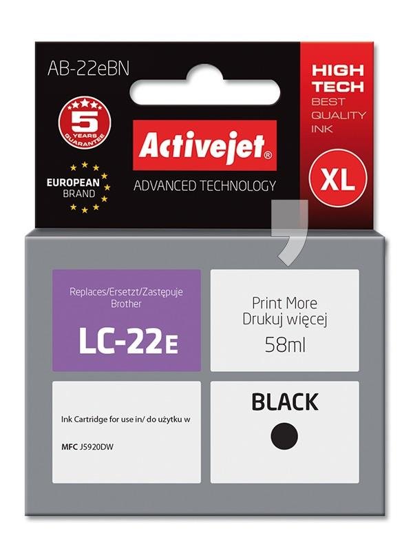 ActiveJet Tusz AB-22eBN (zamiennik Brother LC22EBk; Supreme; 58 ml; czarny)