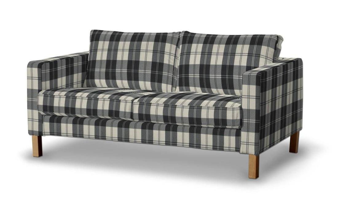 Dekoria pl pl Pokrowiec na sofę Karlstad 2-osobową nierozkładaną krótki krata czarno-biała 165 x 89 x 64 cm Edinburgh 5901775667939