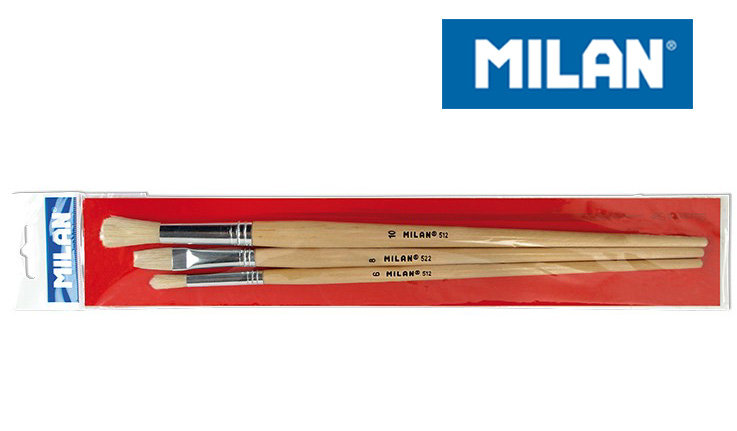 Milan Blister 3 Pinceles Para Óleo Y Acrílico (seria 512 Y 522) MBWM10027