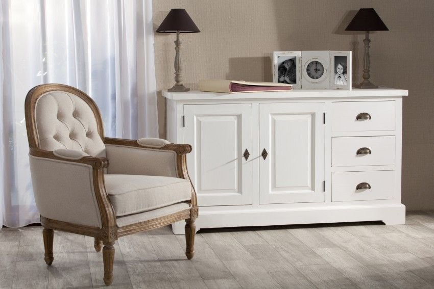 Dekoria Komoda Brighton 3 szuflady + 2 drzwi white 140x48x80cm 005-832