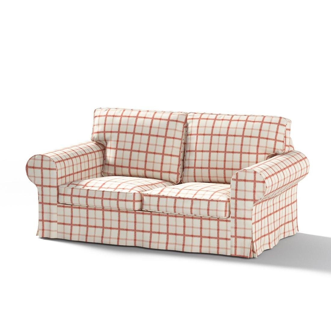Dekoria Pokrowiec na sofę Ektorp 2-osobową rozkładaną model po 2012 ecru tło czerwona kratka 200 x 90 x 73 cm Avinon 1016-131-15