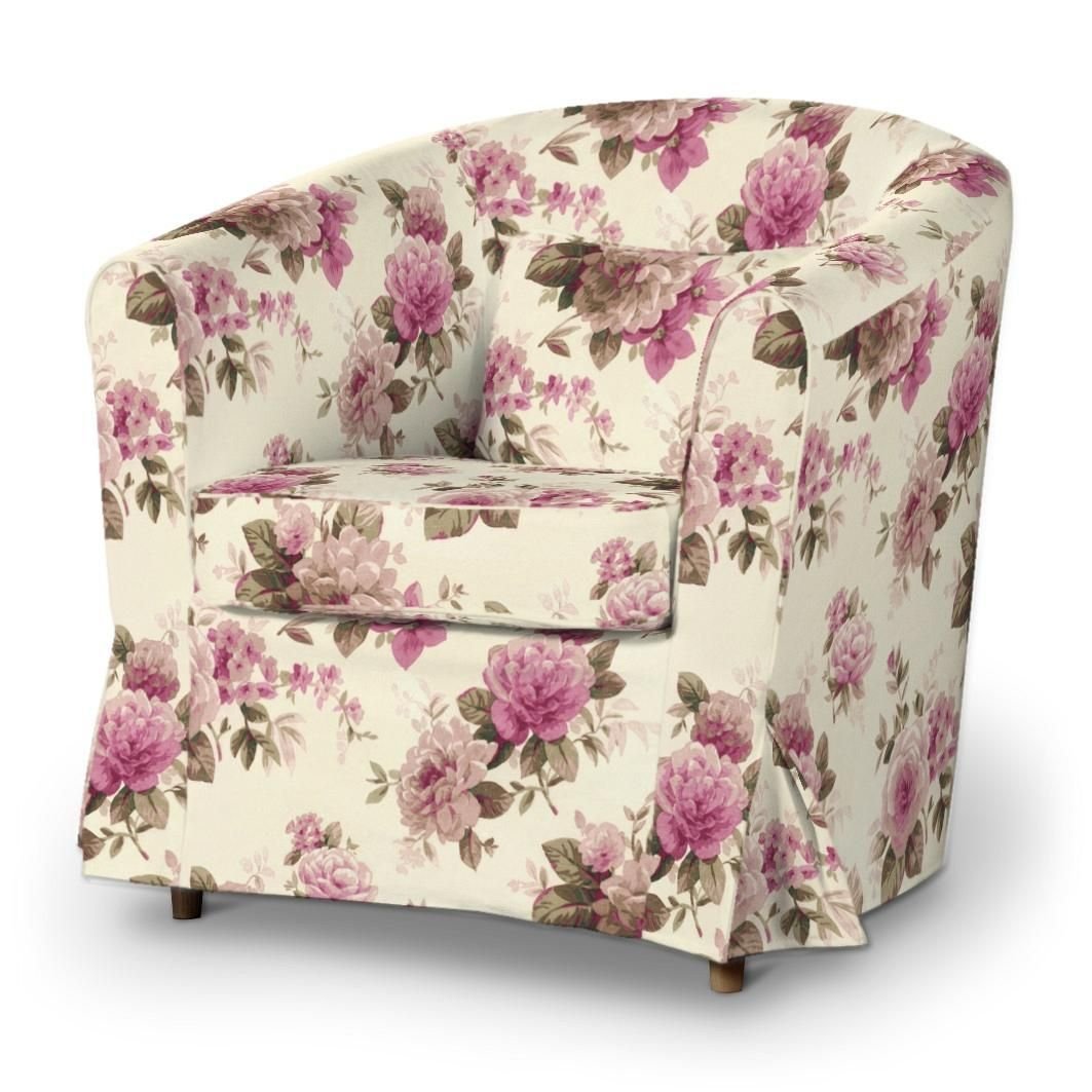 Dekoria Pokrowiec na fotel Ektorp Tullsta różowo-beżowe róże na kremowym tle 79 x 69 x 78 cm Londres 665-141-07