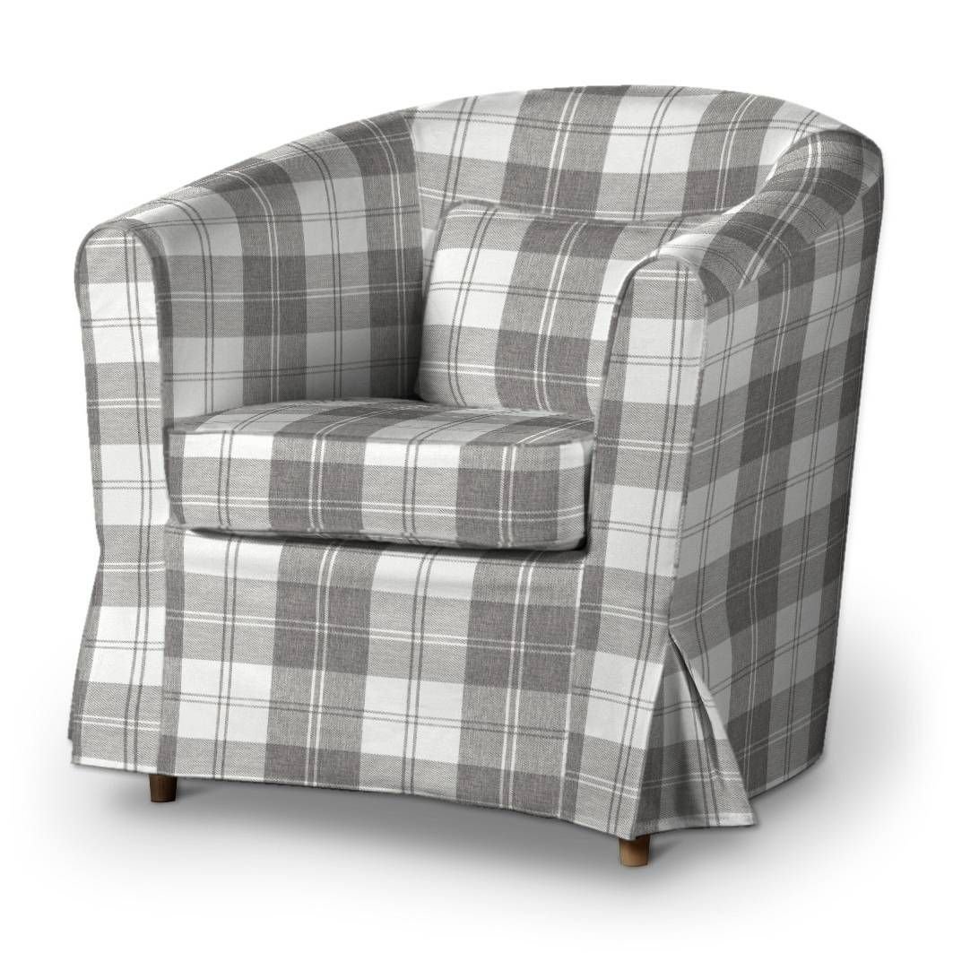 Dekoria Fire retar ding IKEA EKTORP Tullsta Pokrowiec na krzesło Cover  szary i biały Tartan 665-115-79