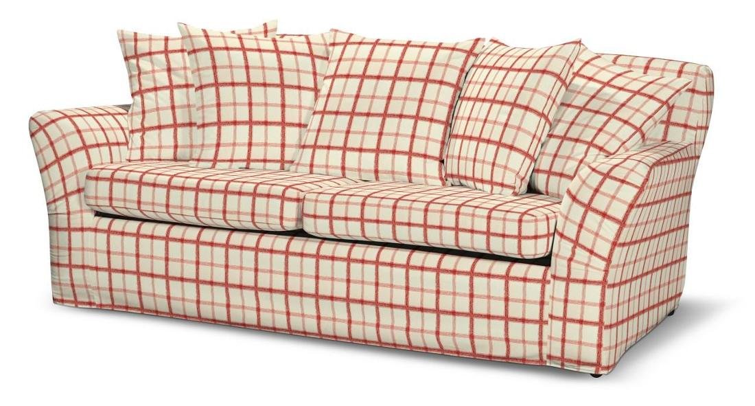 Dekoria Pokrowiec na sofę Tomelilla rozkładaną ecru tło czerwona kratka Sofa Tomelilla rozkładana Avinon 645-131-15