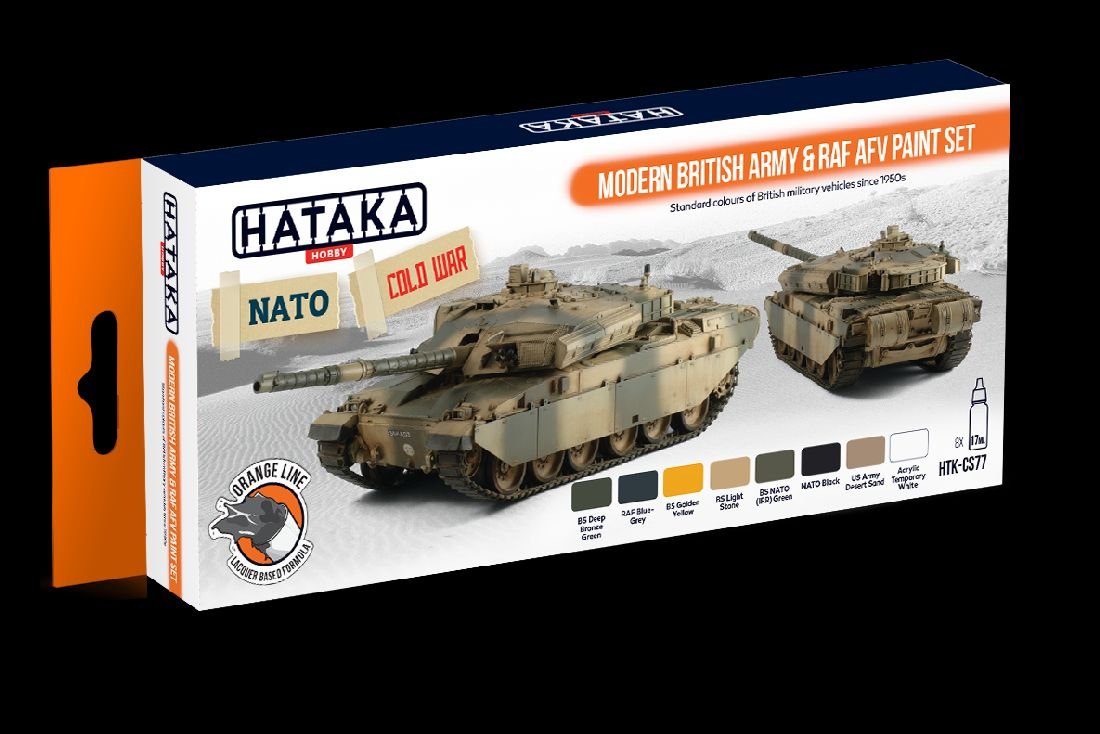 Hataka Hobby, zestaw farb modelarskich, Orange Line, HTK-CS77 Modern British Army & RAF AFV paint set, 8 x 17ml