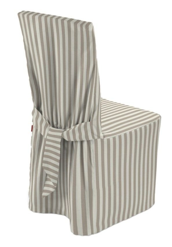 Dekoria Sukienka na krzesło beżowo białe pasy 1,5cm) 45 × 94 cm Quadro 580-136-07